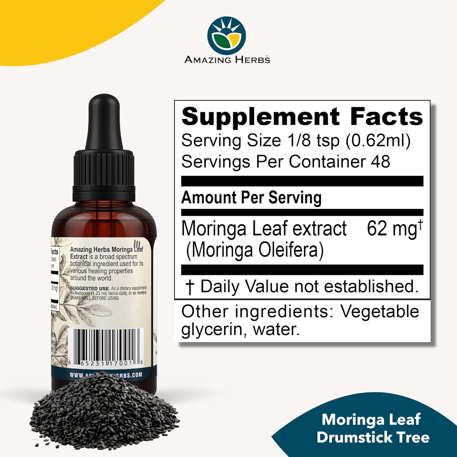 Premium Gluten-Free Moringa Leaf Extract - Boosts Mood, Enhances Sleep, & Supports Joint Health - 1 Fl Oz
