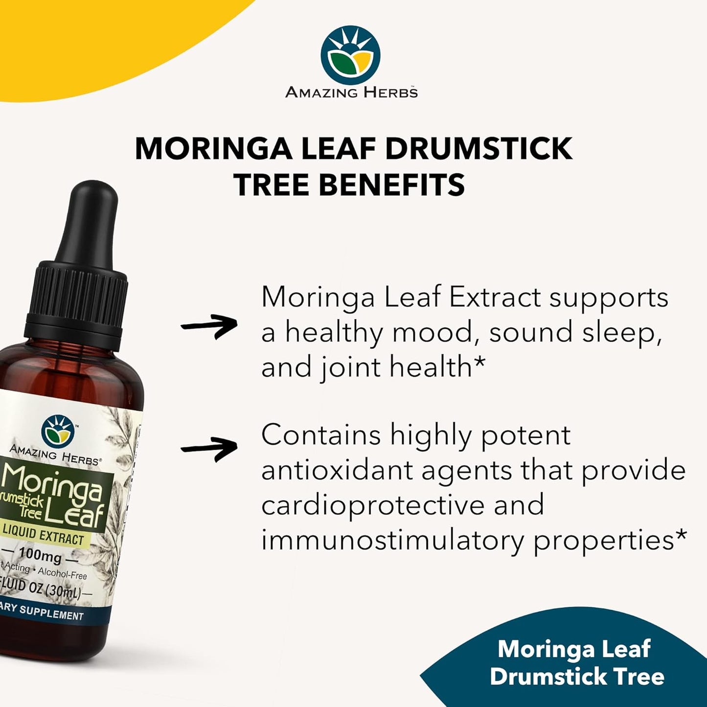Premium Gluten-Free Moringa Leaf Extract - Boosts Mood, Enhances Sleep, & Supports Joint Health - 1 Fl Oz