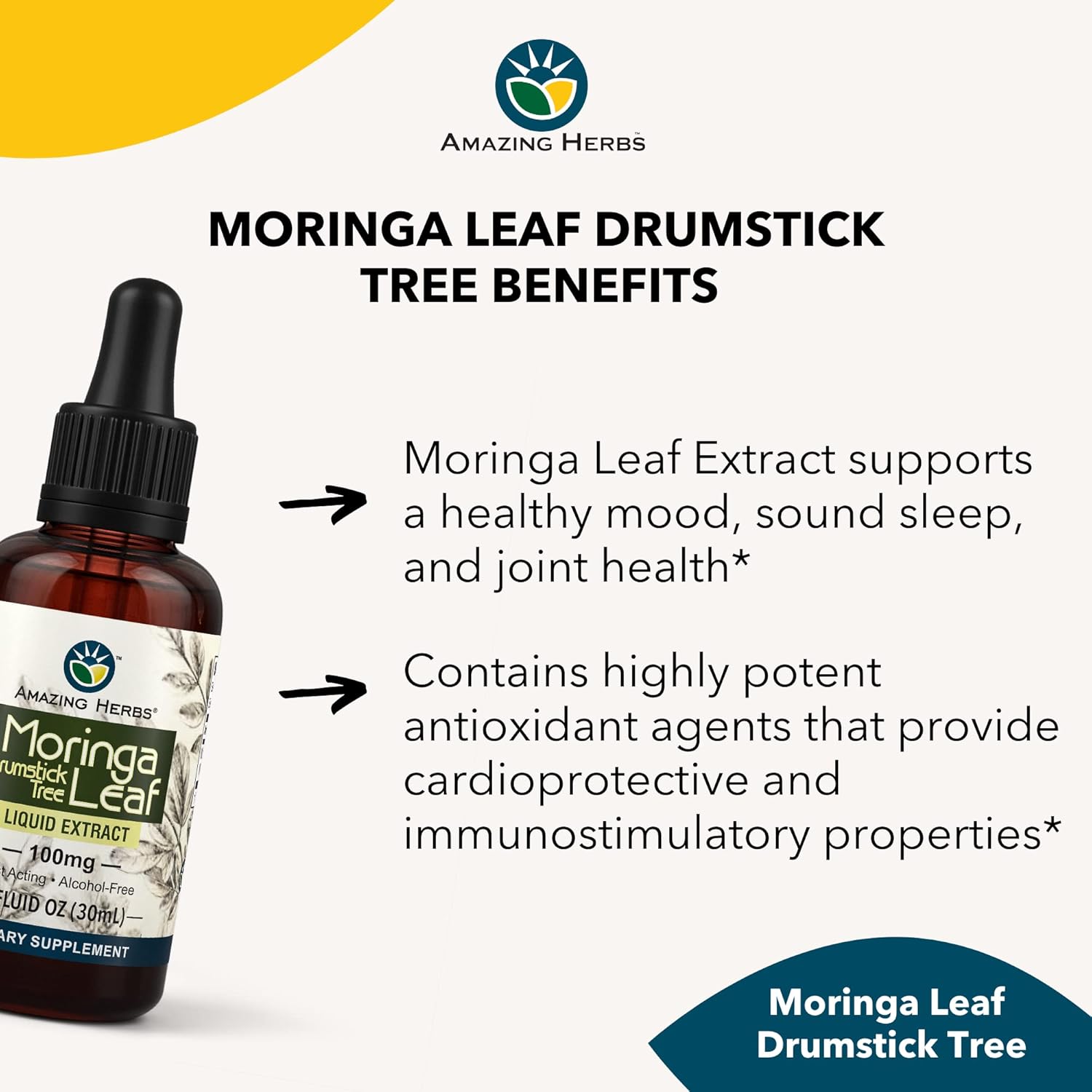 Premium Gluten-Free Moringa Leaf Extract - Boosts Mood, Enhances Sleep, & Supports Joint Health - 1 Fl Oz