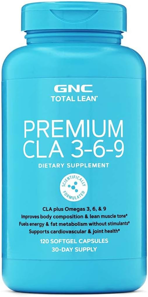 Premium GNC Total Lean CLA 3-6-9 Softgel Capsules - Enhances Body Composition, Boosts Energy, Cardio & Joint Health Support - 120 Count