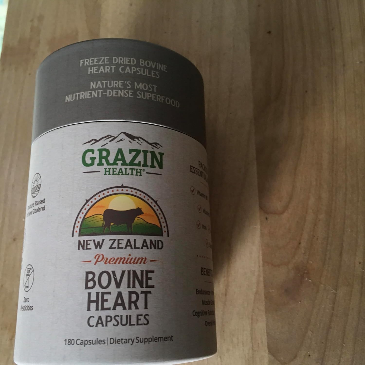 Premium Grass Fed Bovine Heart Supplement - 3000 Mg Heart & 200 Mg Liver per Serving (30 Servings)