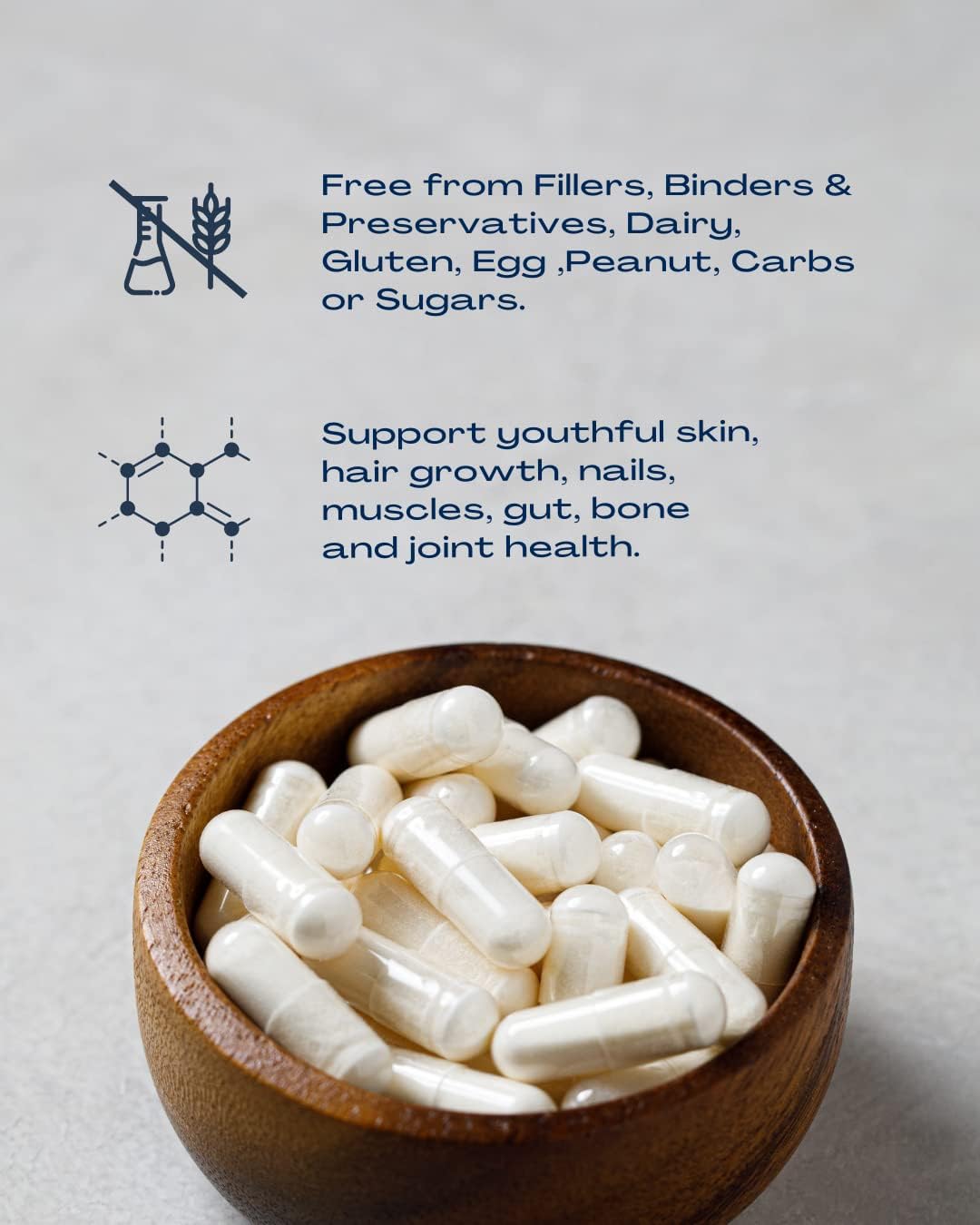 Premium Grass-Fed Collagen Peptides Capsules for Skin, Hair & Nails - Non-GMO, Zero Sugar Daily Supplement for Men & Women - 180 Capsules