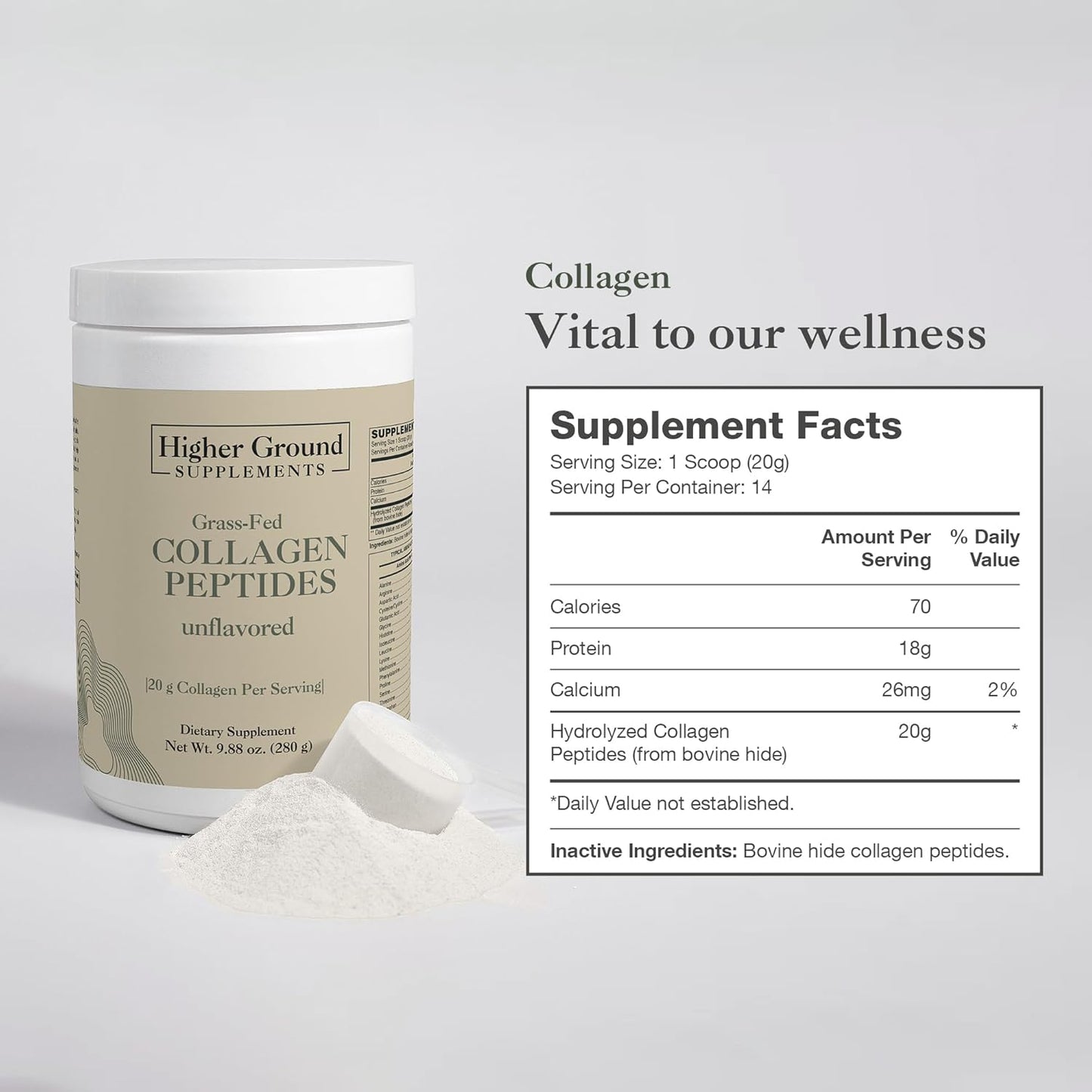 Premium Grass-Fed Collagen Peptides for Skin, Hair, and Joint Health | Non-GMO, Gluten-Free, 18g Protein | Unflavored, 378g