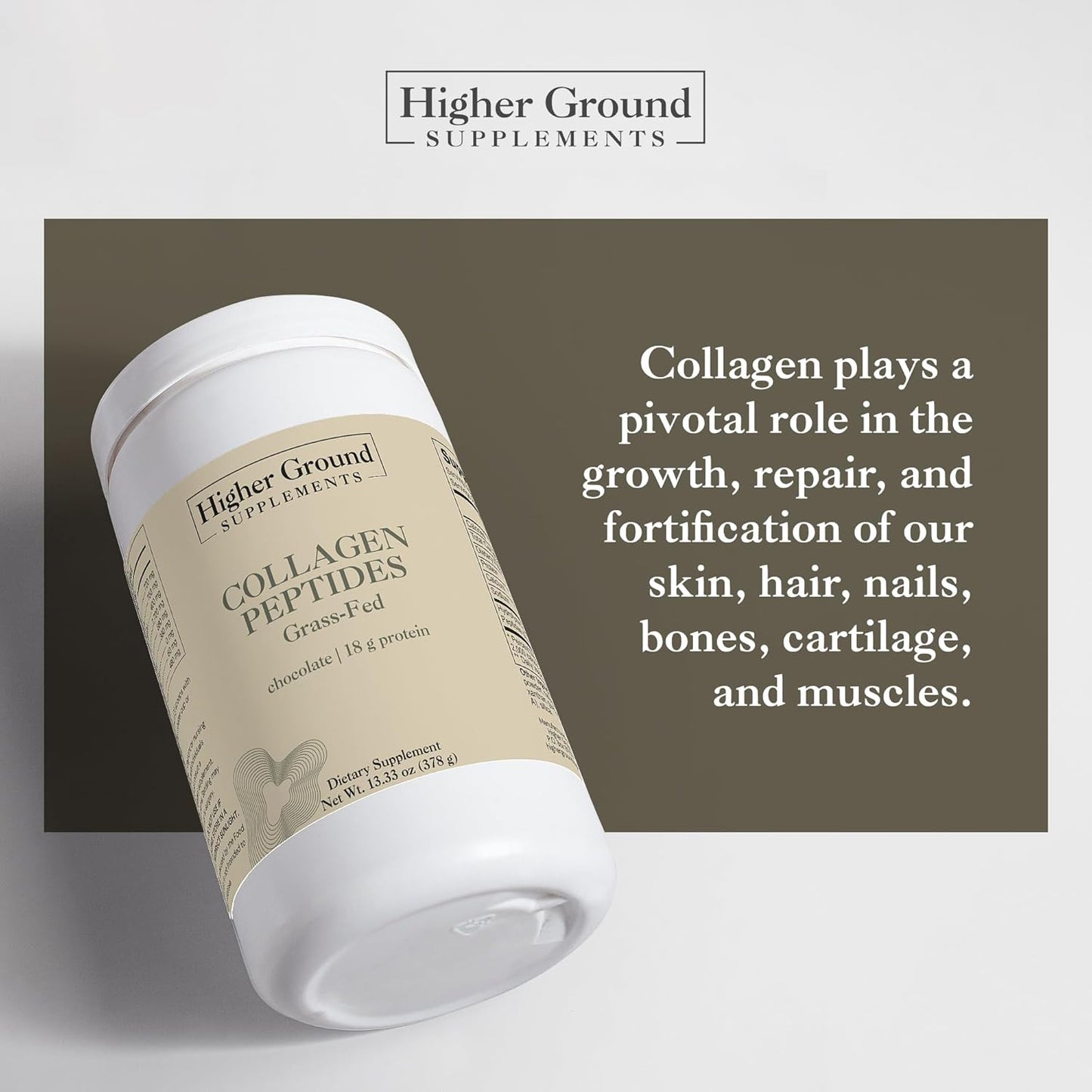 Premium Grass-Fed Collagen Peptides for Skin, Nails, Hair, Joints, and Muscles | Non-GMO, Gluten-Free Protein Powder | Chocolate Flavor | 378g