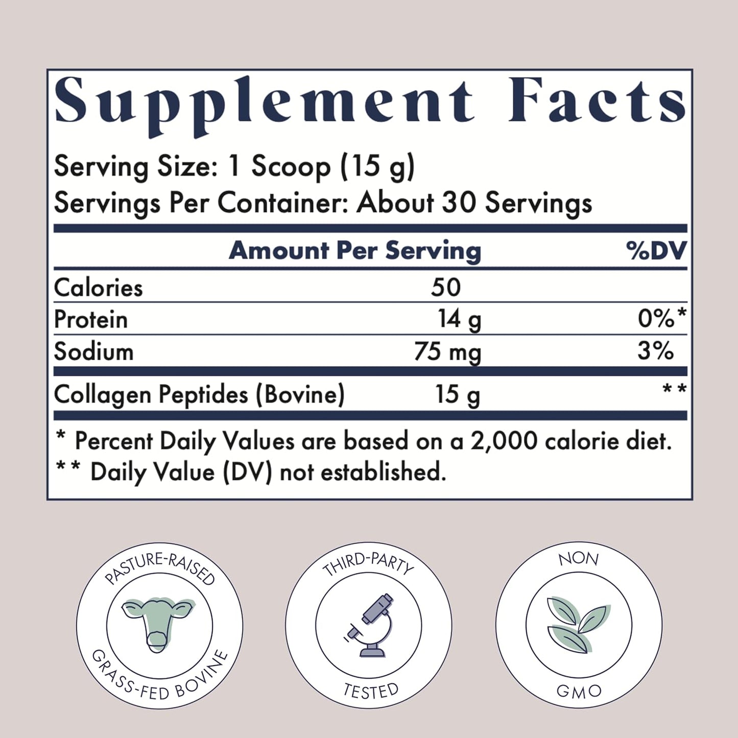 Premium Grass-Fed Collagen Powder for Women, 15g Unflavored Peptides, Safe for Breastfeeding & Pregnancy, 30 Servings