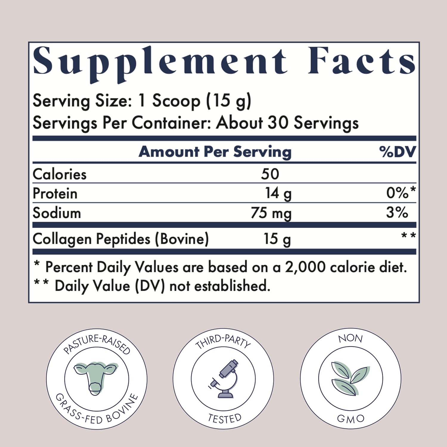 Premium Grass-Fed Collagen Powder for Women, 15g Unflavored Peptides, Safe for Breastfeeding & Pregnancy, 30 Servings