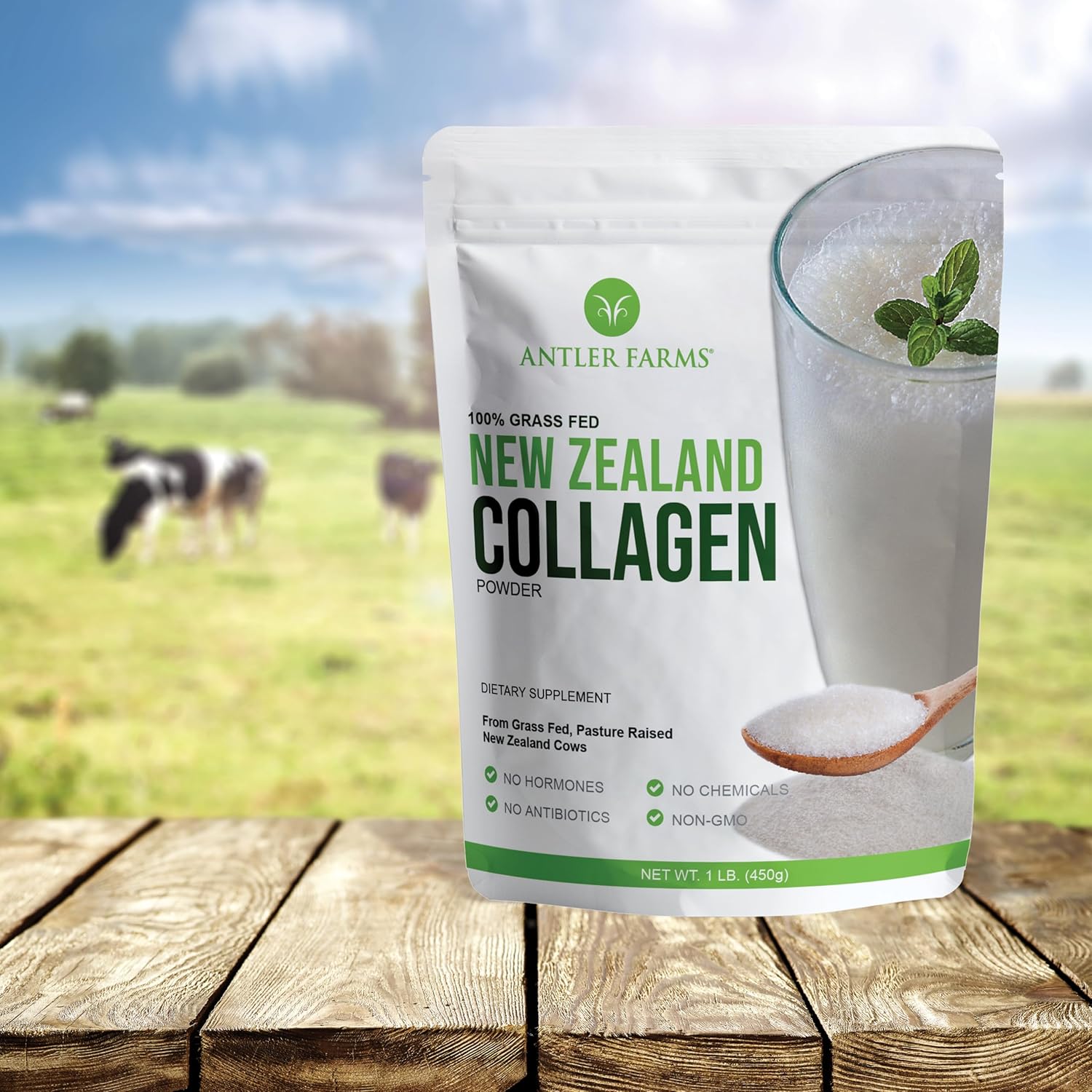 Premium Grass Fed Collagen Powder from New Zealand - 100% Pure, Unflavored, 1 lb - Hydrolyzed Peptides, Keto Friendly