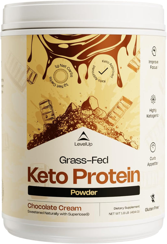 Premium Grass-fed Collagen Protein Powder with C8 MCT Oil, Whey Protein Isolate, and Irish Butter - Chocolate Cream Flavor