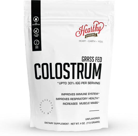 Premium Grass-Fed Halal Bovine Colostrum Powder 4oz - Supports Gut Health, Immunity, & Leaky Gut Repair | 30% IGG, Non GMO, Gluten Free - 22 Servings