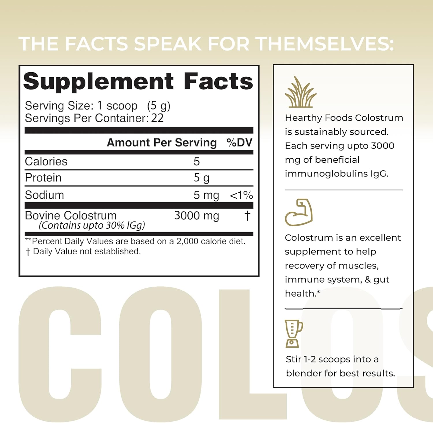 Premium Grass-Fed Halal Bovine Colostrum Powder 4oz - Supports Gut Health, Immunity, & Leaky Gut Repair | 30% IGG, Non GMO, Gluten Free - 22 Servings