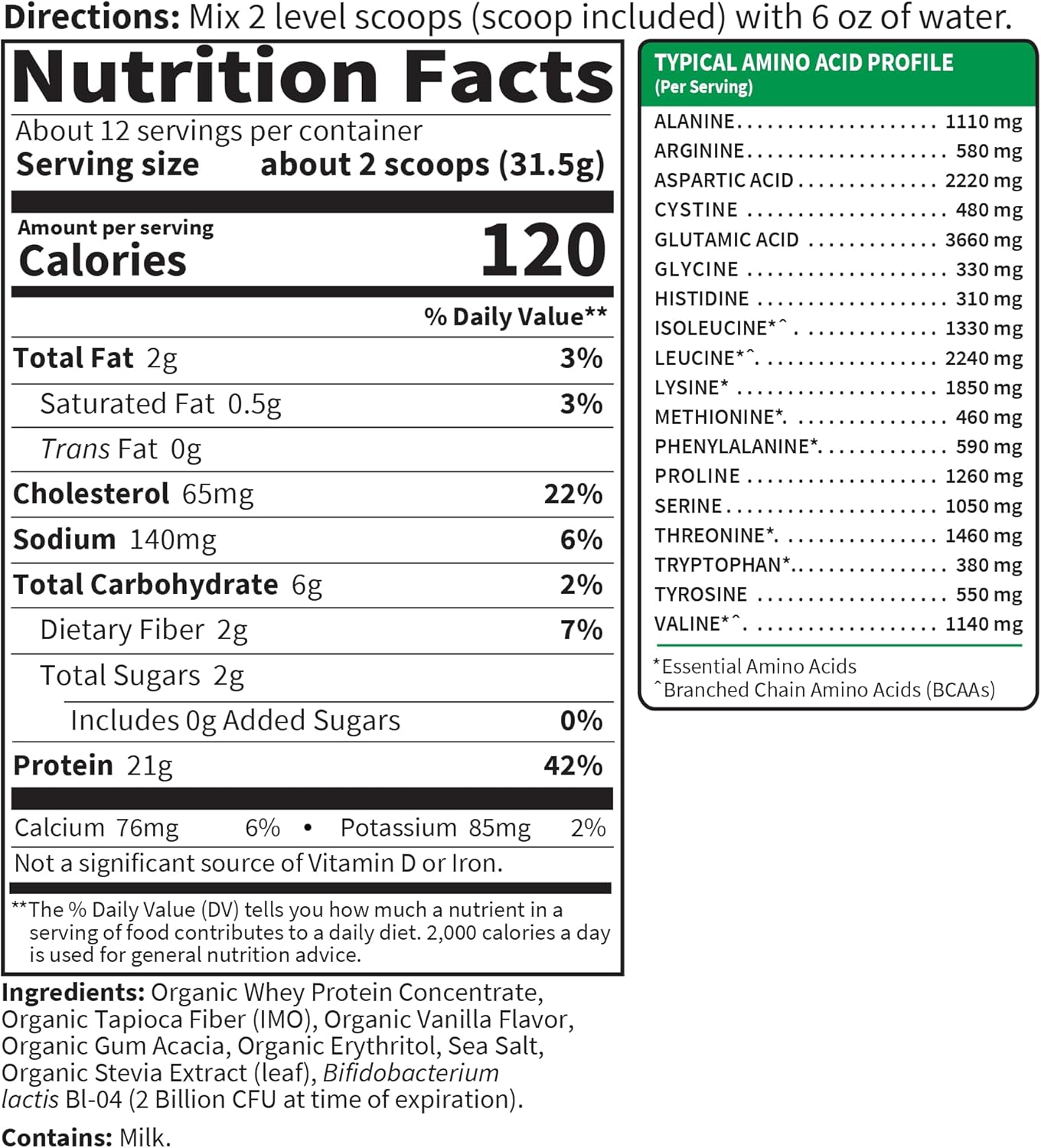 Premium Grass Fed Whey Protein Isolate with Probiotics - Vanilla Flavored, Cold Processed, 24g Protein, Non GMO, Gluten Free - 20 Servings by Garden of Life SPORT