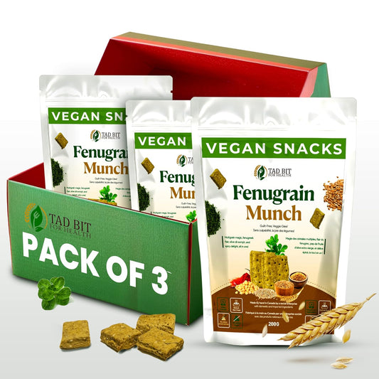 Premium Handmade Fenugrain Munch Crackers - Vegan, Dairy-Free, Sugar-Free Snacks - Low Calorie Whole Wheat Biscuits (3 Pack, 600g)