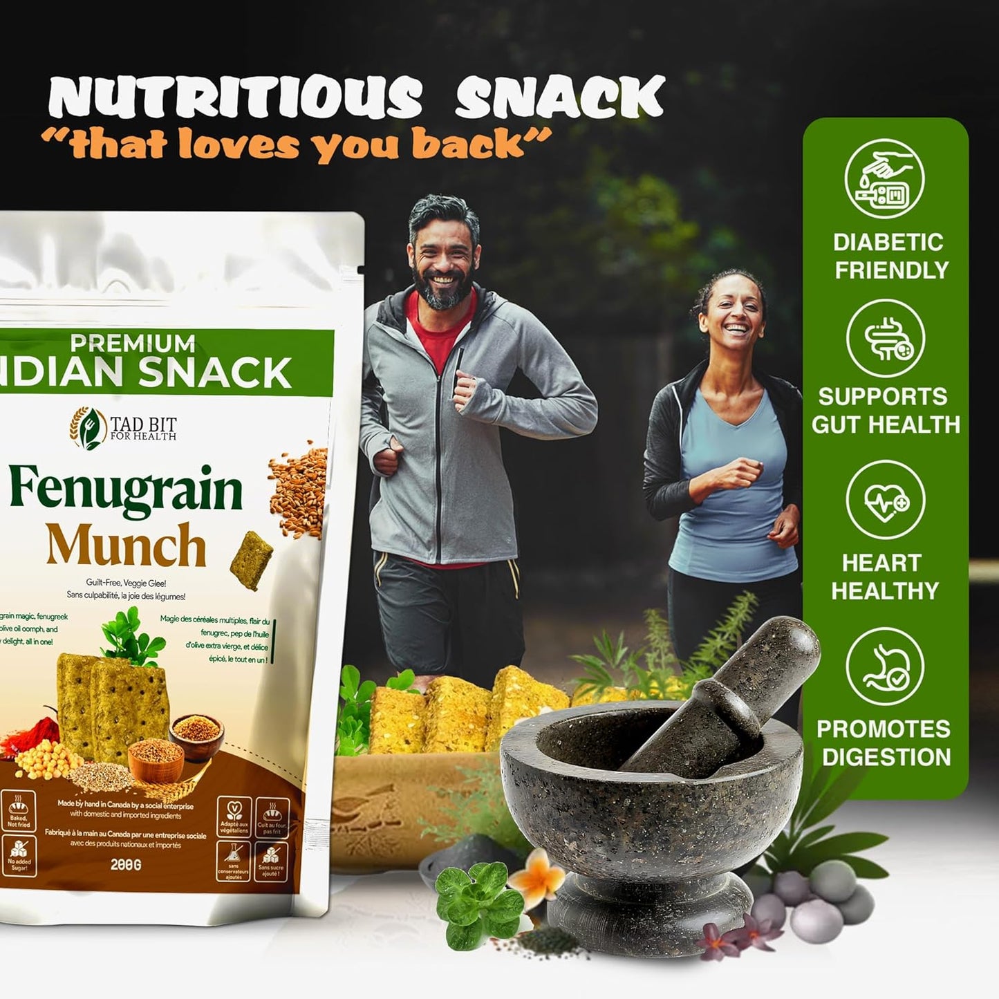 Premium Handmade Fenugrain Munch Crackers - Vegan, Dairy-Free, Sugar-Free Snacks - Low Calorie Whole Wheat Biscuits (3 Pack, 600g)
