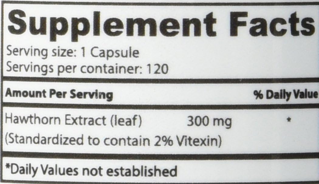 Premium Hawthorn Vitamin Supplement - 300mg Non-GMO Capsules for Healthy Digestion & Cardiovascular Support