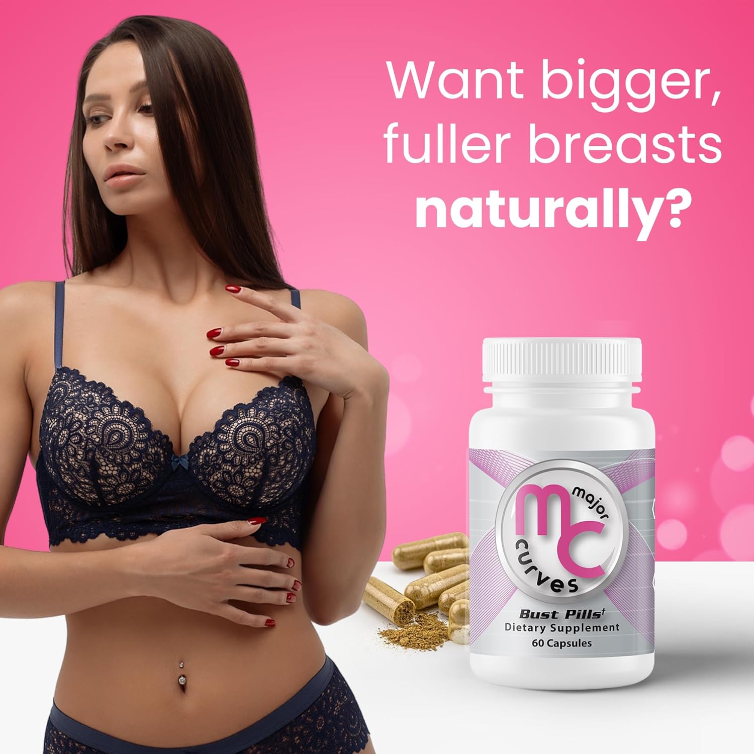 Premium Herbal Breast Enhancement Pills for Fuller & Perkier Breasts - Natural Formula for Breast Growth & Enlargement - Easy to Swallow Formula