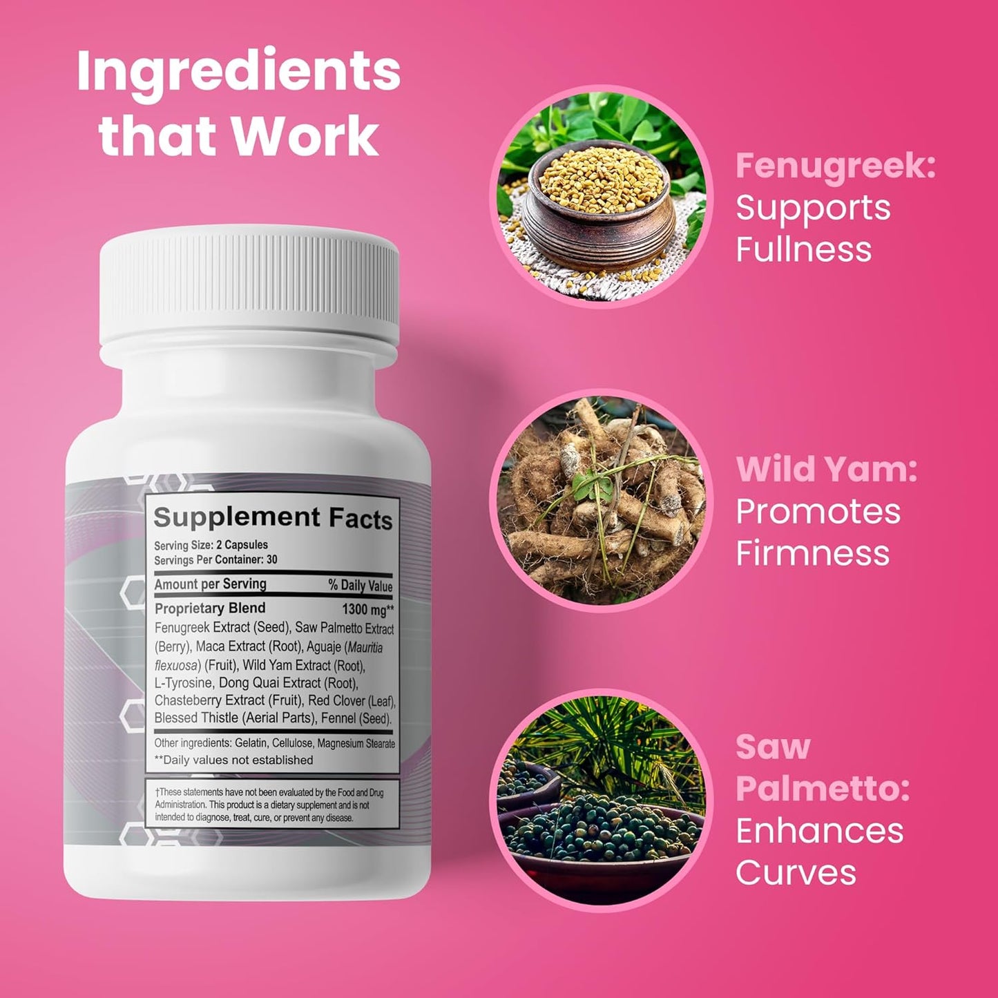 Premium Herbal Breast Enhancement Pills for Fuller & Perkier Breasts - Natural Formula for Breast Growth & Enlargement - Easy to Swallow Formula