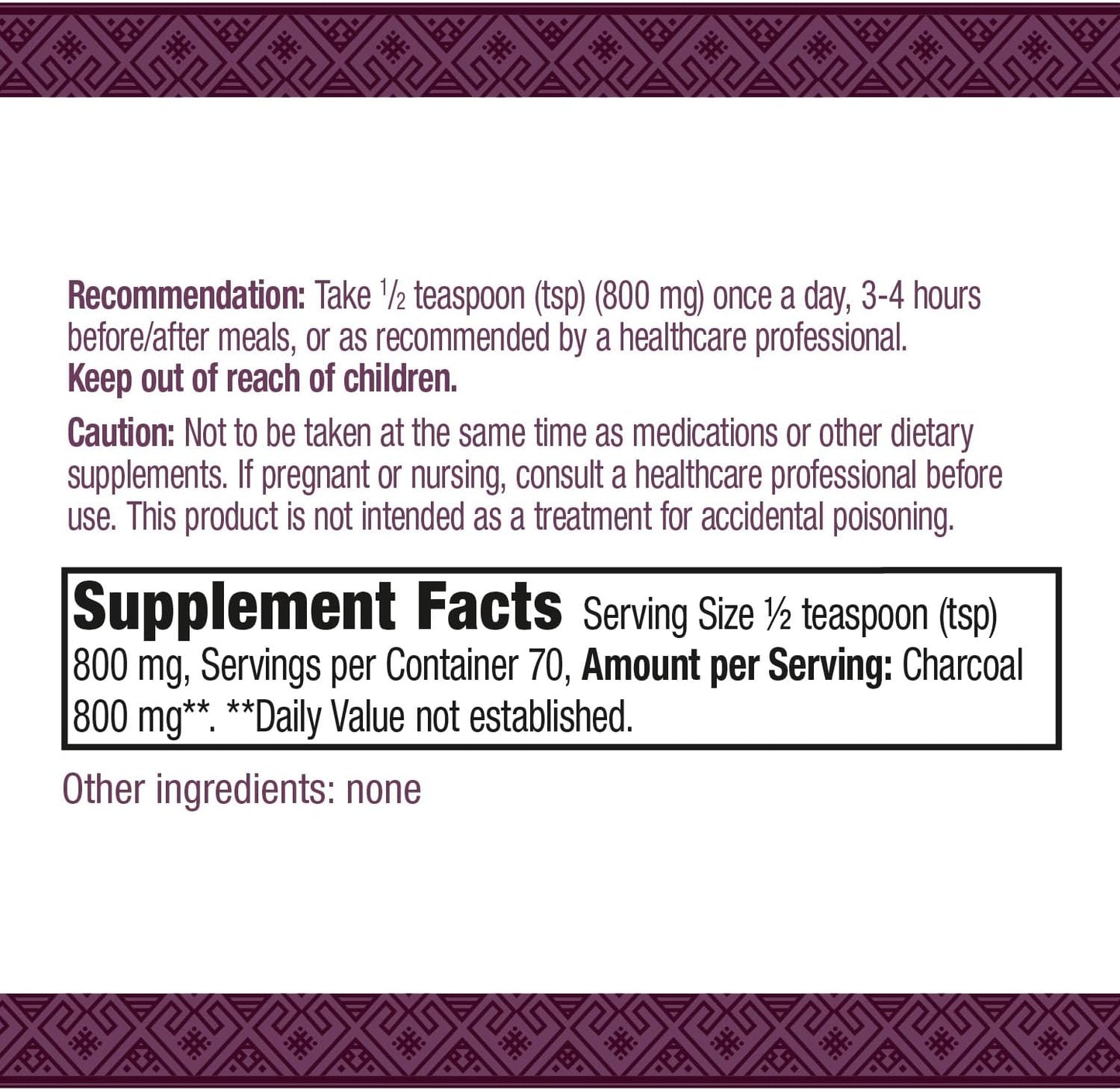 Premium Herbal Charcoal Powder, 800 mg Per Serving, BPA-Free Packaging - Nature's Way