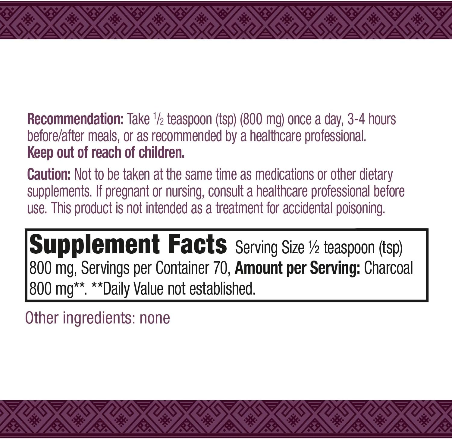 Premium Herbal Charcoal Powder, 800 mg Per Serving, BPA-Free Packaging - Nature's Way