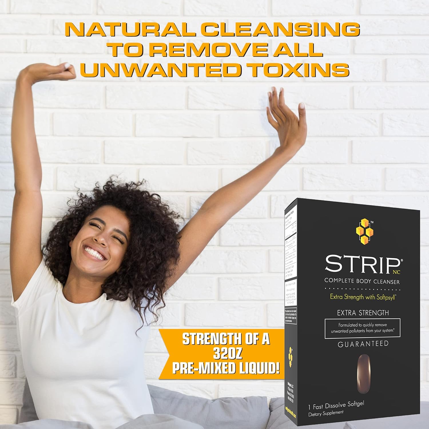 Premium Herbal Detox Cleanse for Rapid Toxin Removal - Wellgenix Strip NC Complete Body Cleanser - 1 Hour Fast Acting Softgel