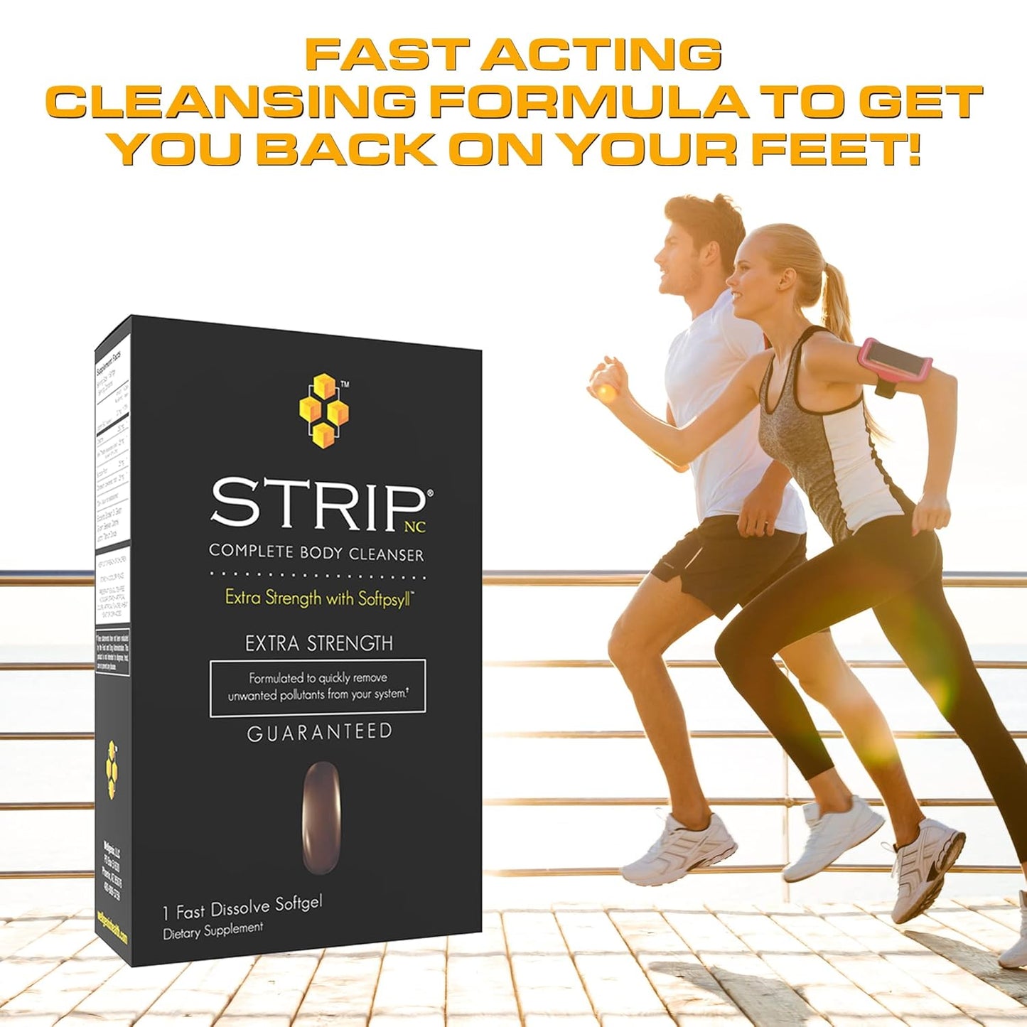Premium Herbal Detox Cleanse for Rapid Toxin Removal - Wellgenix Strip NC Complete Body Cleanser - 1 Hour Fast Acting Softgel