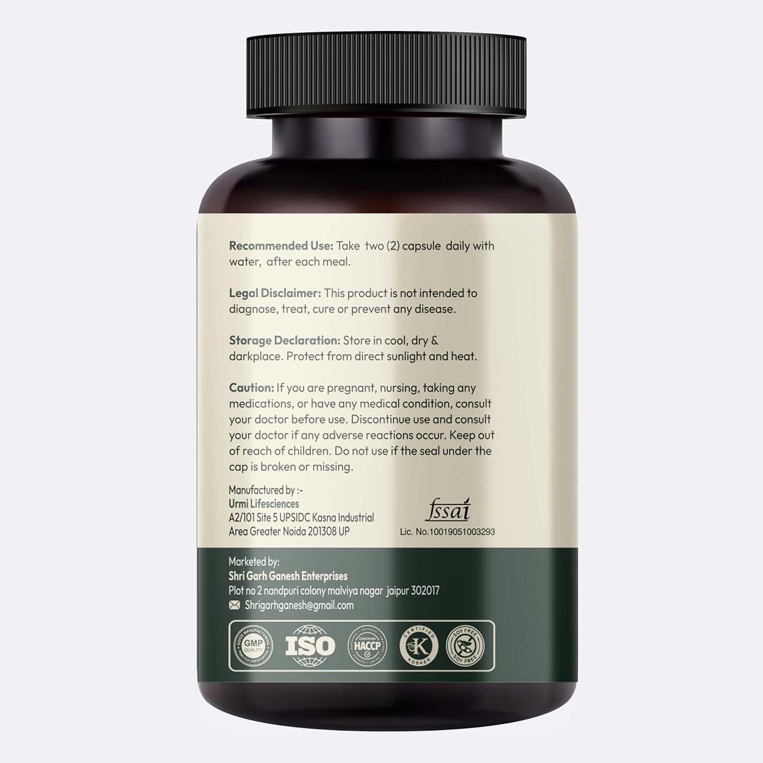 Premium High-Potency Hurbix Nutrition Berberine 1300mg with Milk Thistle, Turmeric, and Cinnamon - 5 in 1 Enhanced Formula - 60 Capsules