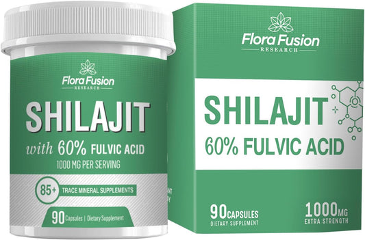 Premium Himalayan Shilajit Capsules with Fulvic Acid - 1000mg Herbal Extracts - Men & Women Supplement - 90 Capsules