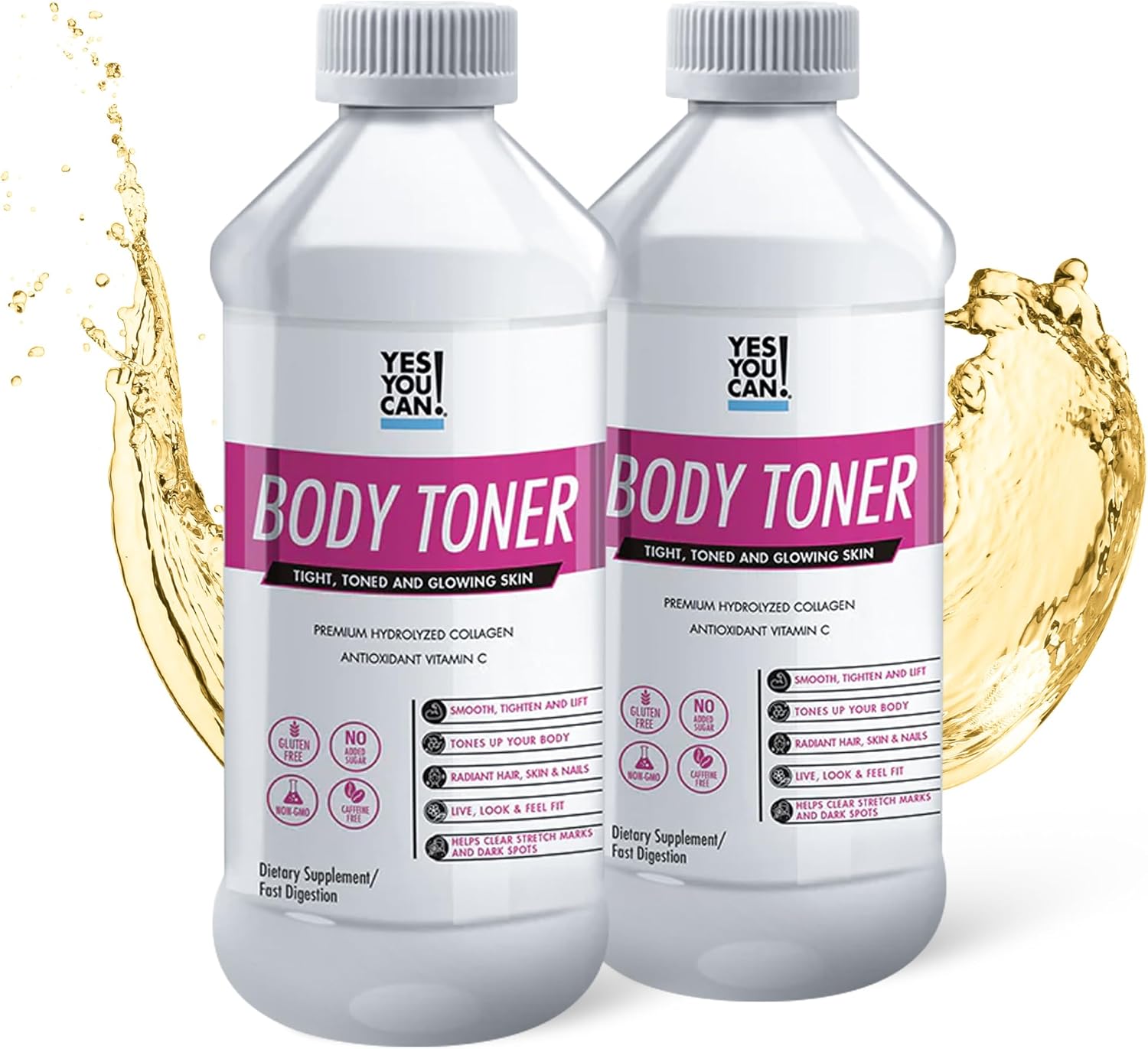Premium Hydrolyzed Collagen Supplement for Healthy Hair, Skin, and Nails - Body Toning Formula with Vitamin C and Collagen Peptides - 2 Pack of 16 Servings