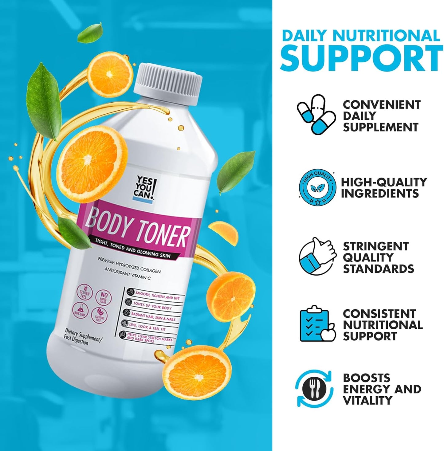 Premium Hydrolyzed Collagen Supplement for Healthy Hair, Skin, and Nails - Body Toning Formula with Vitamin C and Collagen Peptides - 2 Pack of 16 Servings