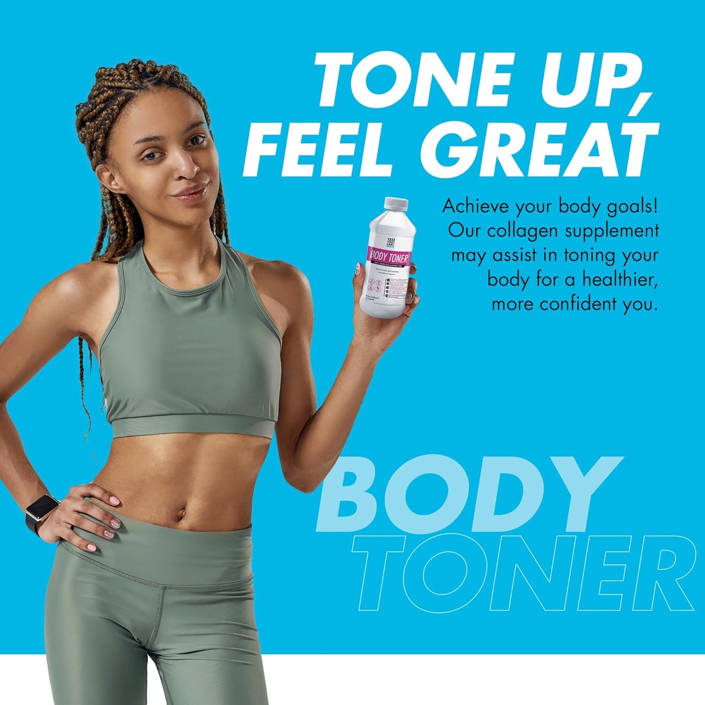 Premium Hydrolyzed Collagen Supplement for Healthy Hair, Skin, and Nails - Body Toning Formula with Vitamin C and Collagen Peptides - 2 Pack of 16 Servings