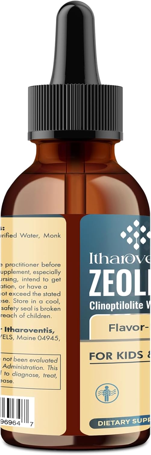 Premium Itharoventis Zeolite Liquid Detox with Methyl B12 & D3 for Kids and Adults - Gentle Heavy Metal Detox, Energy, Focus - Monk Fruit Flavor - 2 Fl Oz