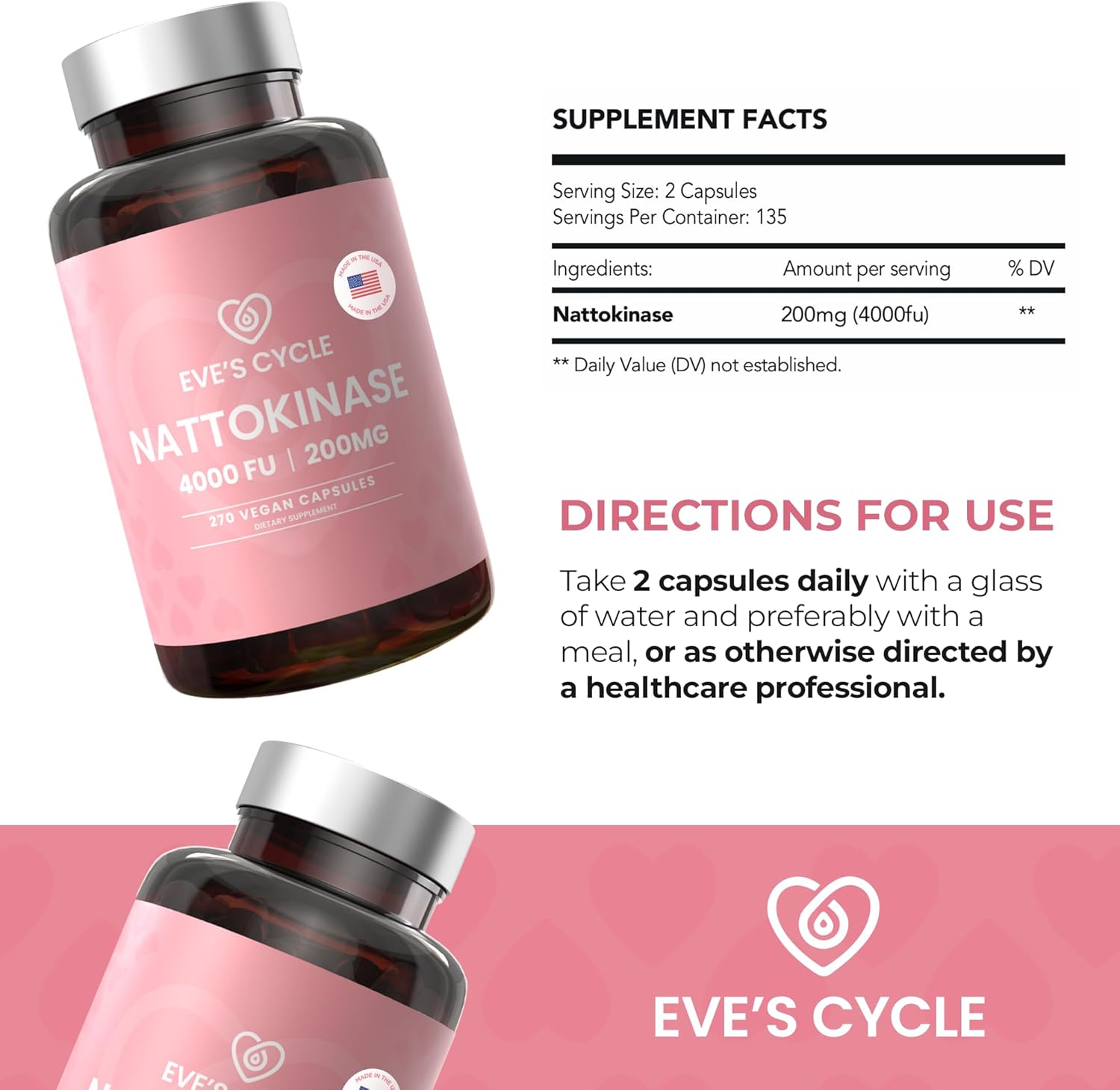 Premium Japanese Nattokinase Enzyme Supplement - 270 Vegan Capsules, 4000 FU, Organic, Non-GMO - Made in USA, No Stearates - High-Potency Alternative