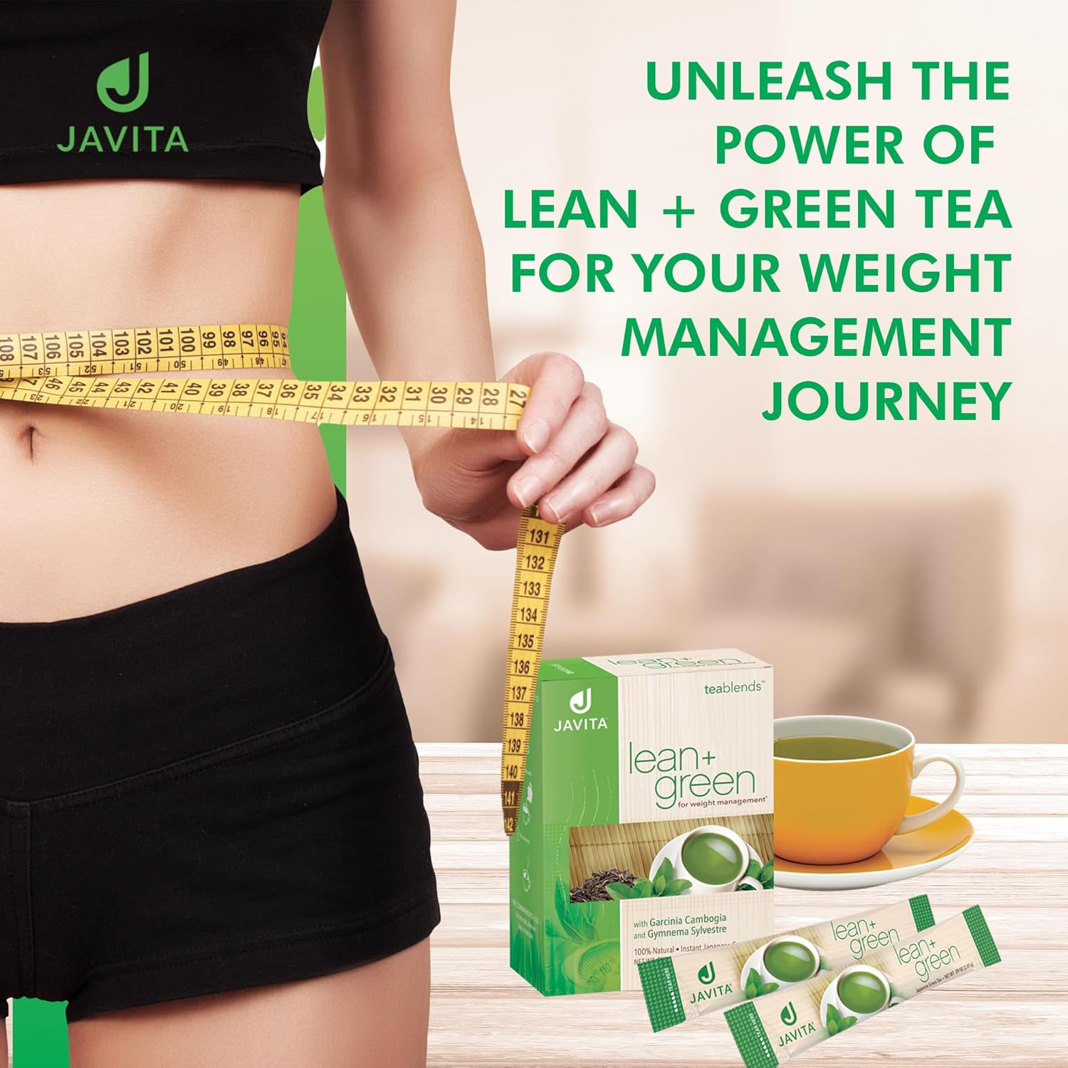 Premium Javita Lean + Green Tea Blend with Garcinia Cambogia & Gymnema Sylvestre for Weight Management - 24 ct Box