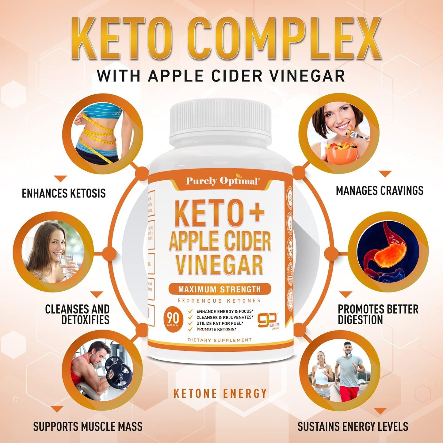Premium Keto Pills with Apple Cider Vinegar Capsules & Brain Supplement - Nootropic Brain Booster for Focus, Memory, & Mood