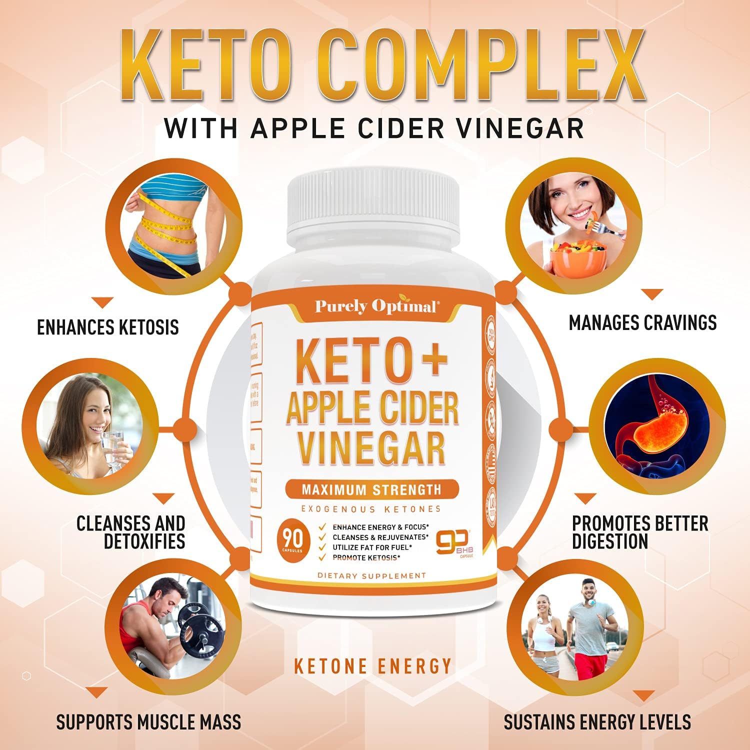 Premium Keto Pills with Apple Cider Vinegar Capsules & Brain Supplement - Nootropic Brain Booster for Focus, Memory, & Mood