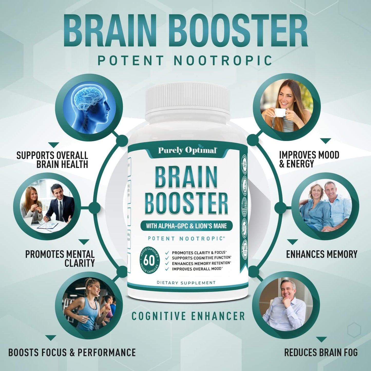 Premium Keto Pills with Apple Cider Vinegar Capsules & Brain Supplement - Nootropic Brain Booster for Focus, Memory, & Mood