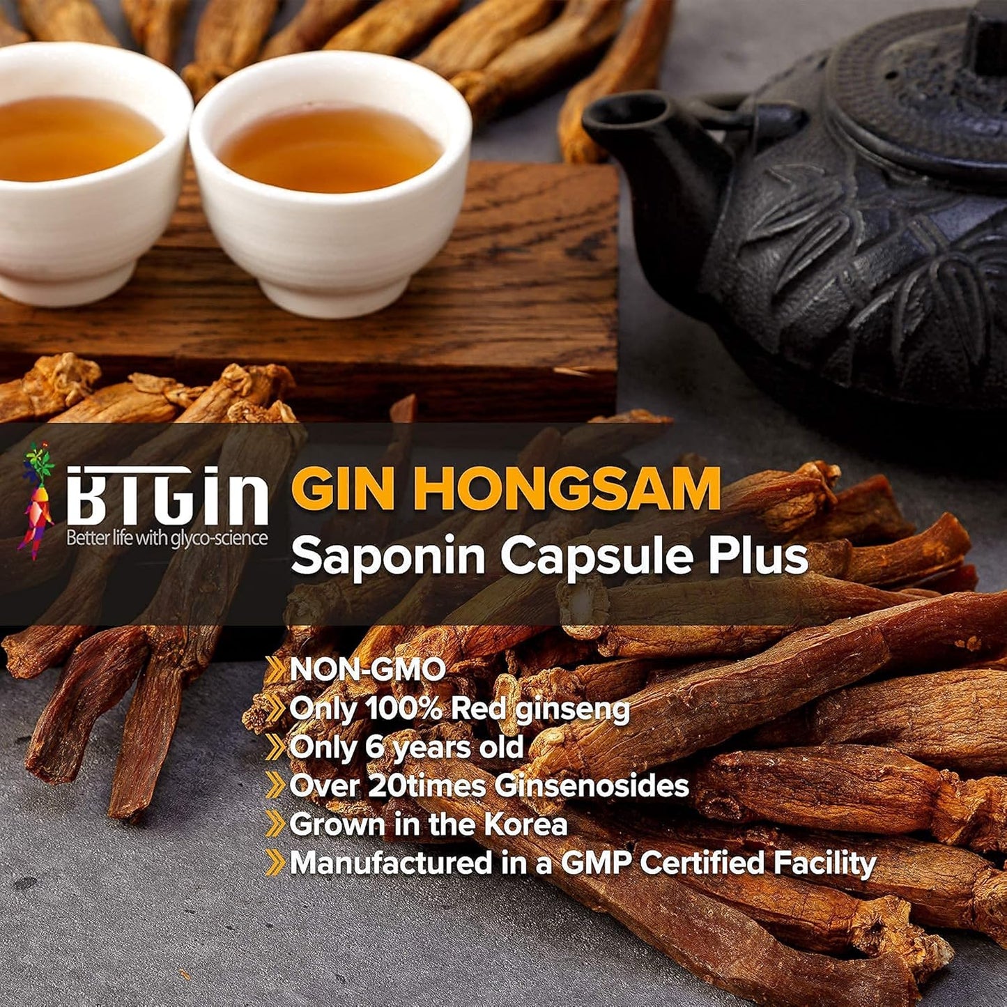 Premium Korean Red Ginseng Bundle with BTGIN Gin Hongsam & RG3 300
