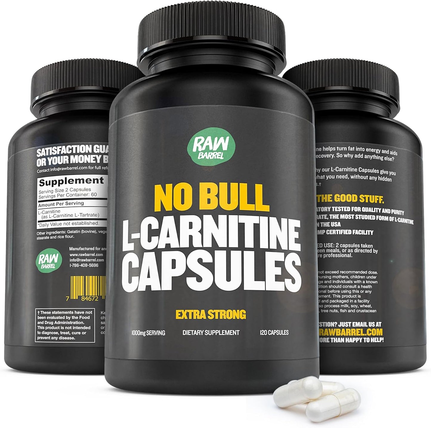 Premium L-Carnitine Capsules for Cognitive Function, 500mg, Keto-Friendly for Men and Women