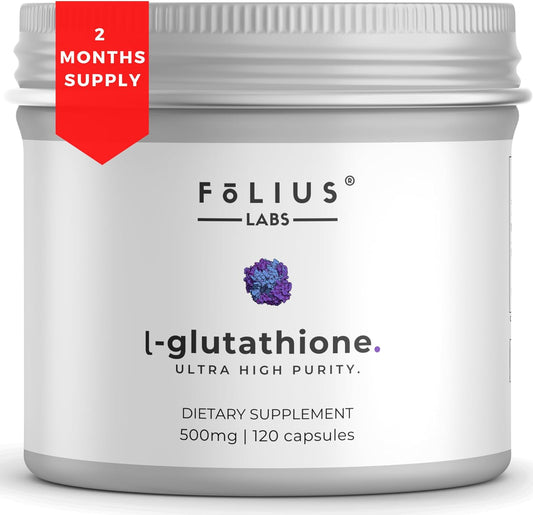 Premium L-Glutathione 98% Supplement for Skin Glow - Collagen Booster for Men & Women - 500mg Concentrated Formula - 120 Capsules