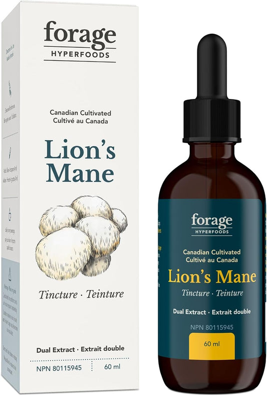 Premium Lion’s Mane Tincture for Memory and Nerve Support, 60ml - Dual Extract Mushroom Supplement by Forage Hyperfoods