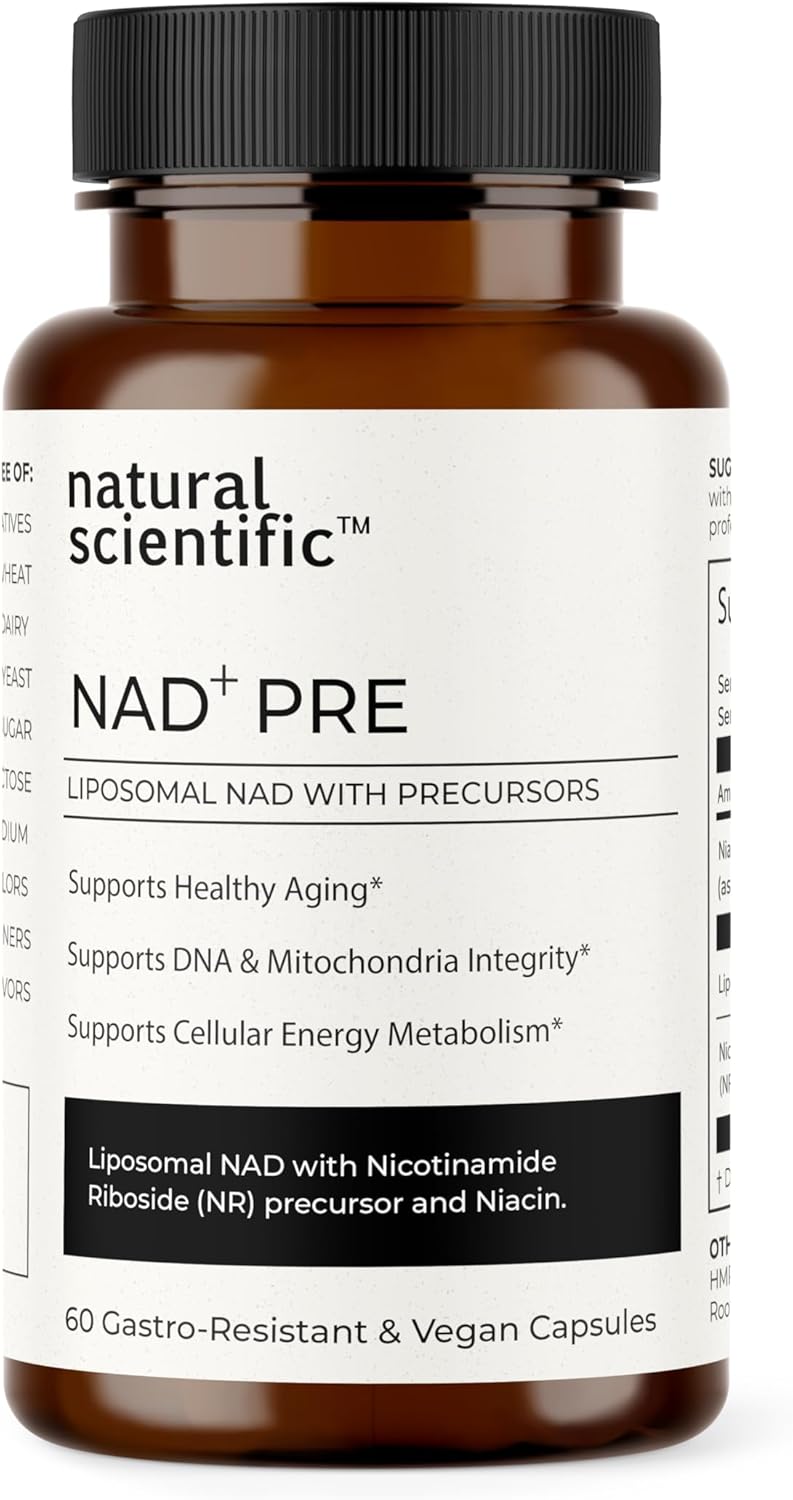 Premium Liposomal NAD Supplement with NR and Niacin for Longevity and Cognitive Health - 30-Day Supply - 60 Capsules