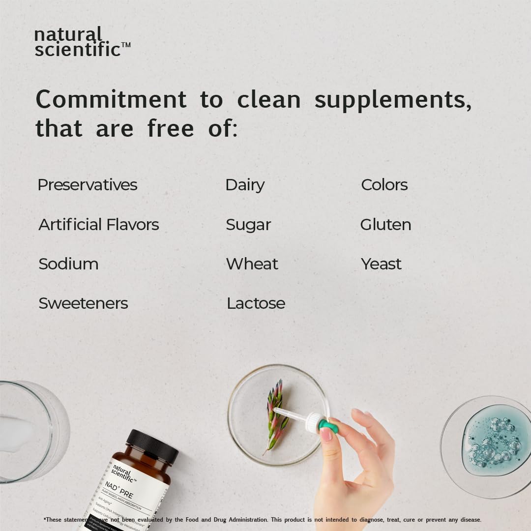 Premium Liposomal NAD Supplement with NR and Niacin for Longevity and Cognitive Health - 30-Day Supply - 60 Capsules