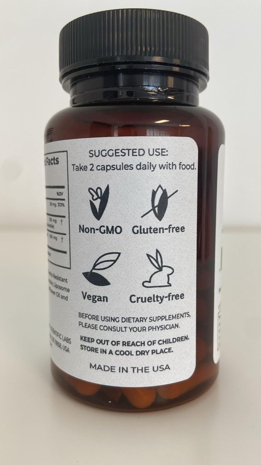 Premium Liposomal NAD Supplement with NR and Niacin for Longevity and Cognitive Health - 30-Day Supply - 60 Capsules