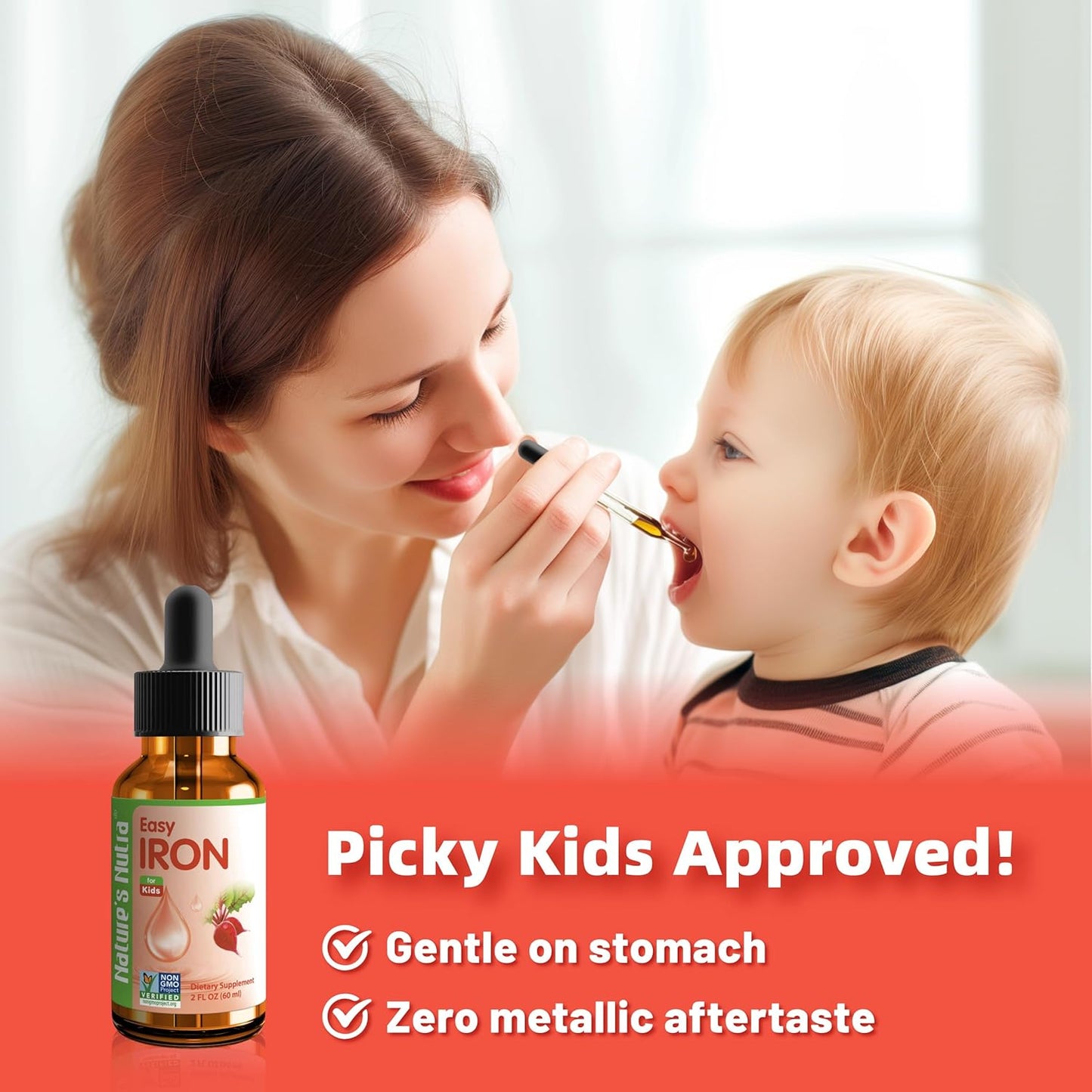 Premium Liquid Iron Supplement for Baby, Infant, Kids & Children - Non-GMO, Kosher, 2 Fl. Oz - Supports Anemia & Healthy Hemoglobin Levels