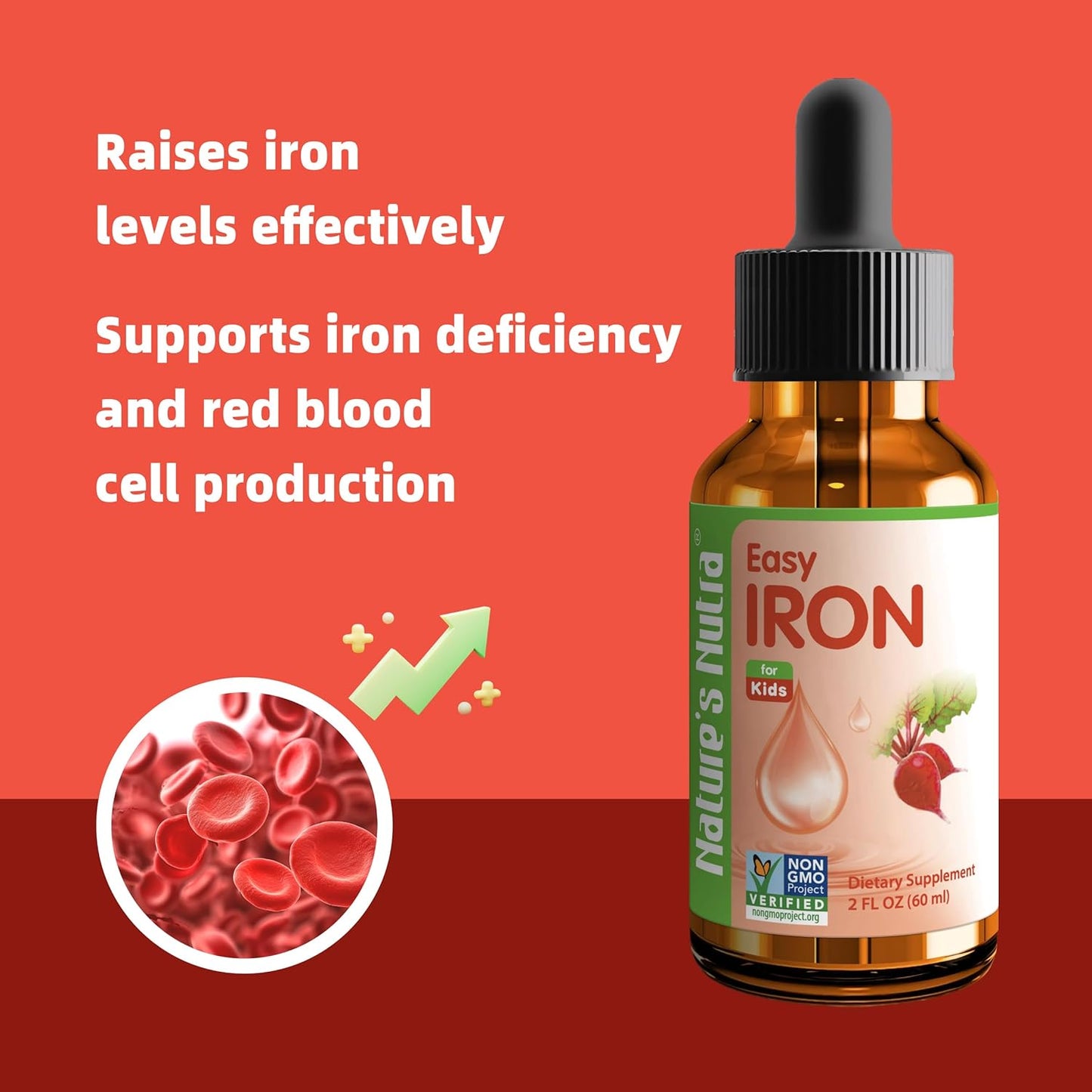 Premium Liquid Iron Supplement for Baby, Infant, Kids & Children - Non-GMO, Kosher, 2 Fl. Oz - Supports Anemia & Healthy Hemoglobin Levels