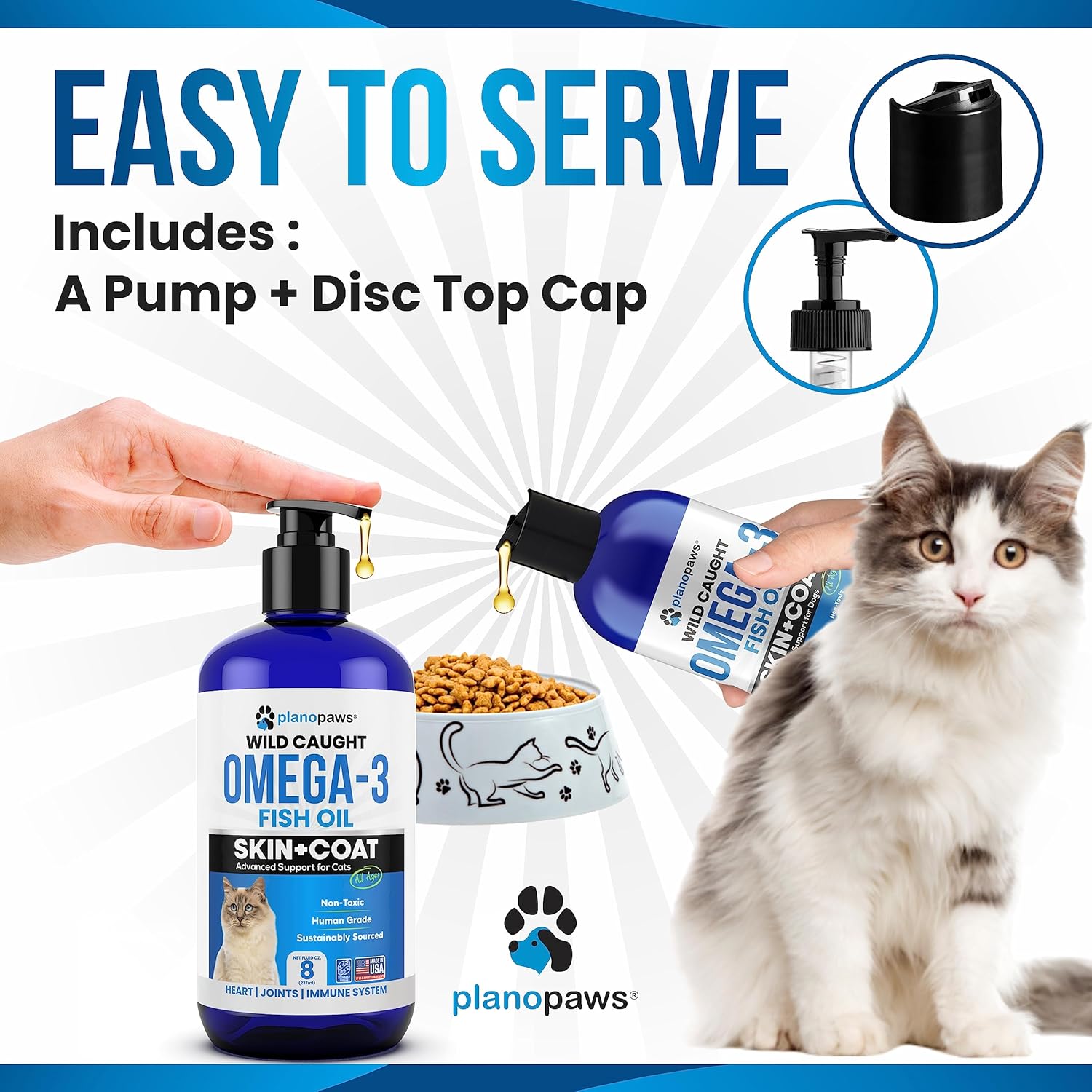 Premium Liquid Omega 3 Fish Oil Supplement for Cats - Supports Healthy Skin, Coat, and Joints - All-Natural Cat Health Formula - Rich in Essential Fatty Acids - Promotes Overall Wellness for Cats of All Ages