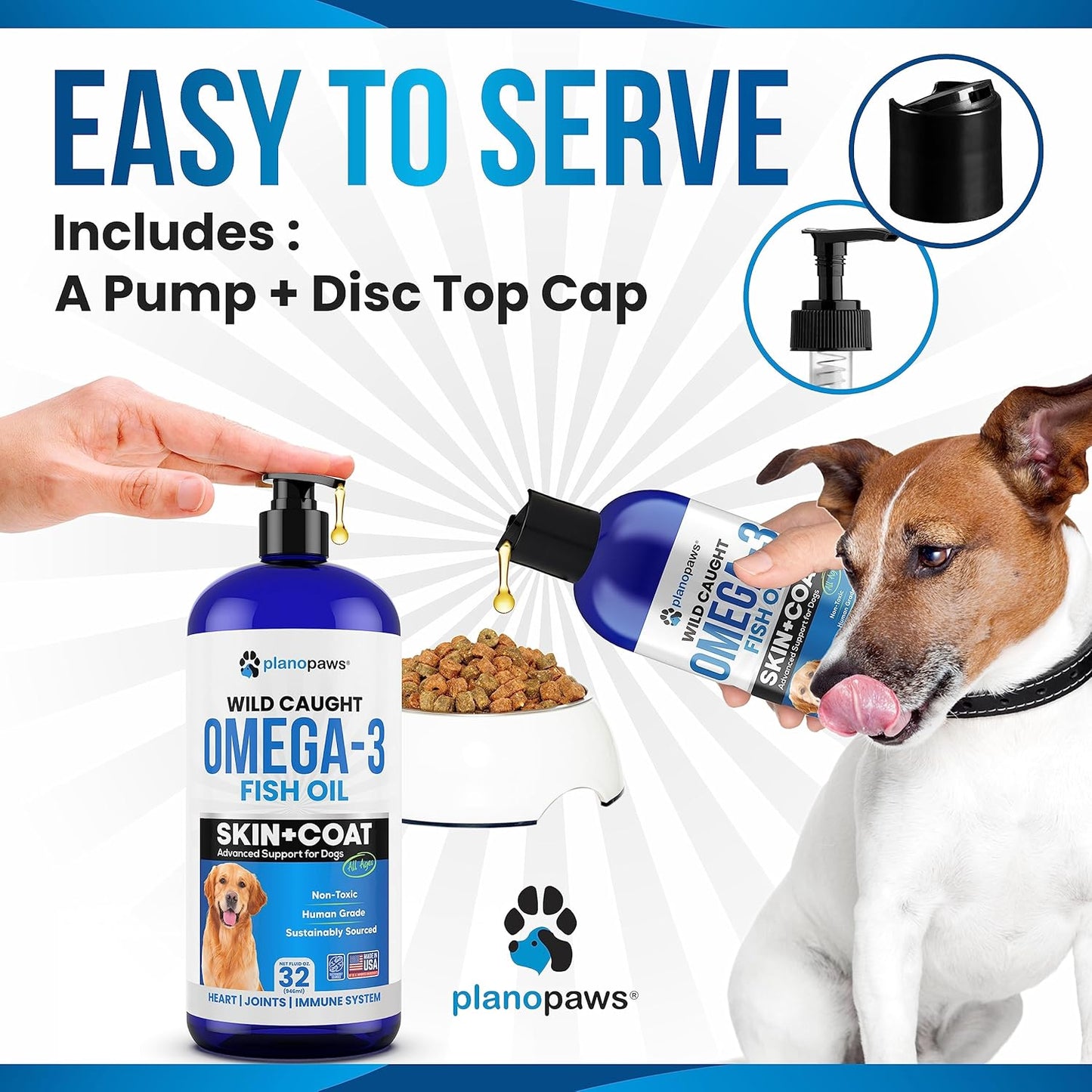 Premium Liquid Omega 3 Fish Oil Supplement for Dogs - Reduces Shedding & Itching - Supports Joint, Brain, Heart Health - Skin & Coat Care - Better Than Salmon Oil