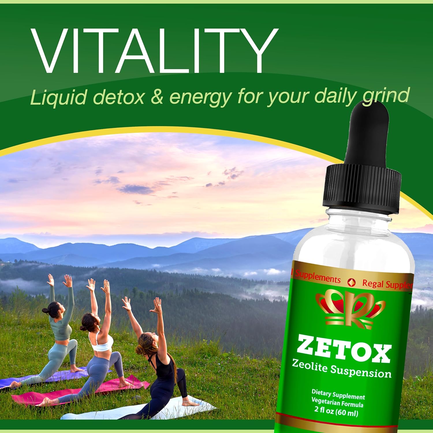 Premium Liquid Zeolite Detox Drops for Kids and Adults - Methyl Vitamin B12 and D3 Infused - Supports Daily Detox, Energy, and Focus - 60 Servings