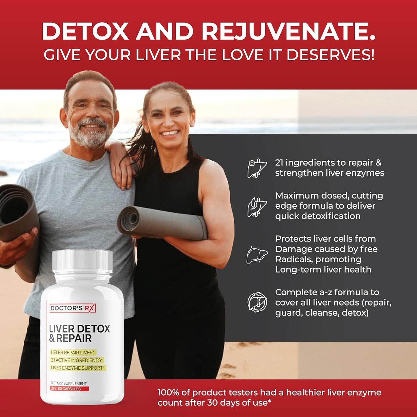 Premium Liver Cleanse & Detox Supplement - Doctor's Recommended Formula with 21 Powerful Ingredients | Enhance Liver Function & Repair Enzymes | 3rd Party Tested - 60 Capsules