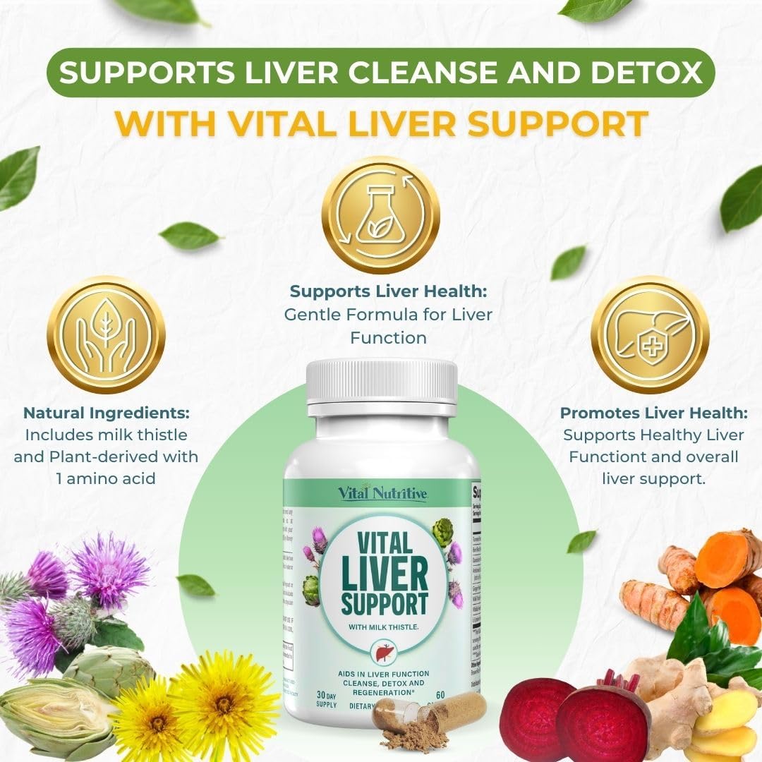 Premium Liver Support Supplement with Milk Thistle - Vital Nutritive Liver Cleanse Formula for Healthy Liver Function
