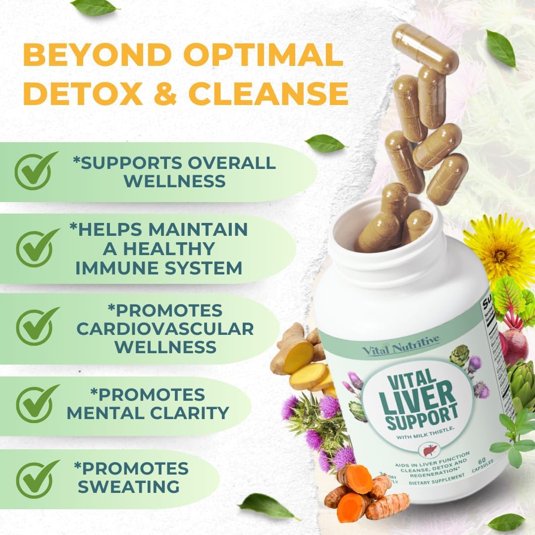 Premium Liver Support Supplement with Milk Thistle - Vital Nutritive Liver Cleanse Formula for Healthy Liver Function